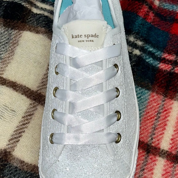 Kate Spade-Trista Glitter Sneaker in white size 8 1/2 - Picture 4 of 16